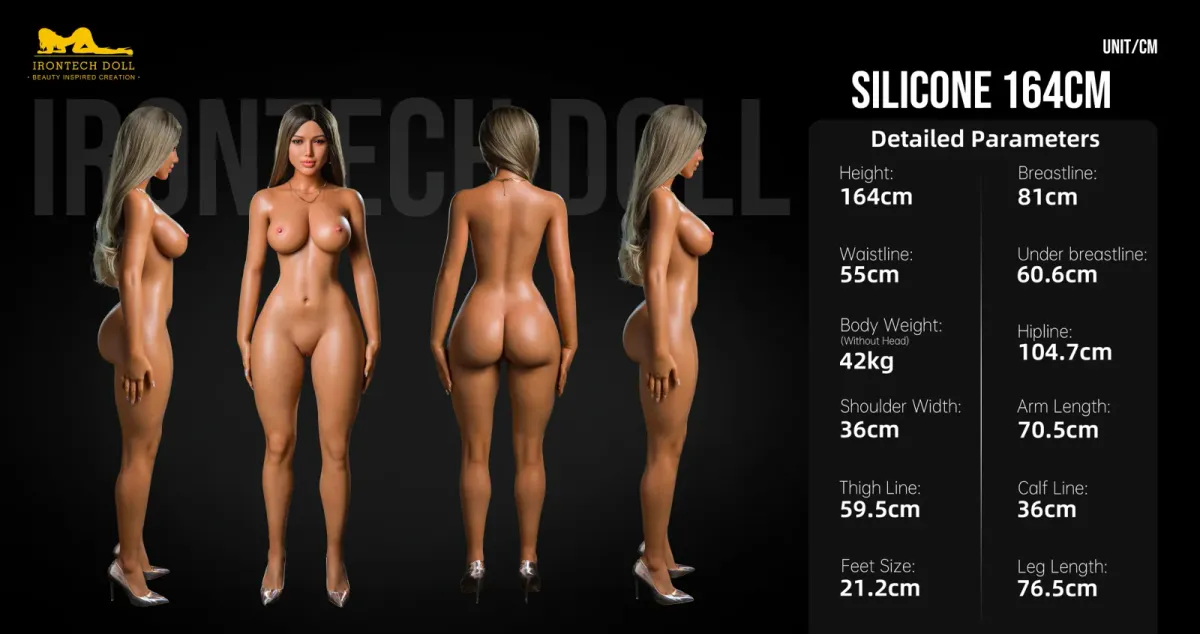 Measurement diagram of the Silicone 164cm / 164T body