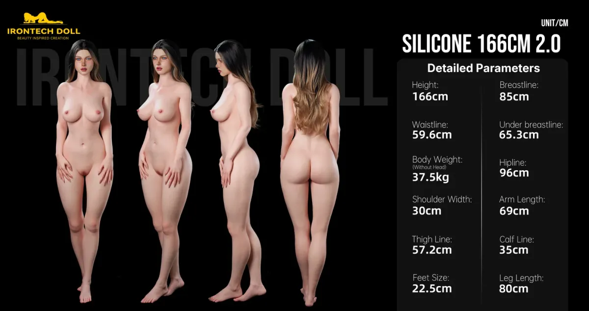 Maßzeichnung des Körpers Silicone 166cm 2.0