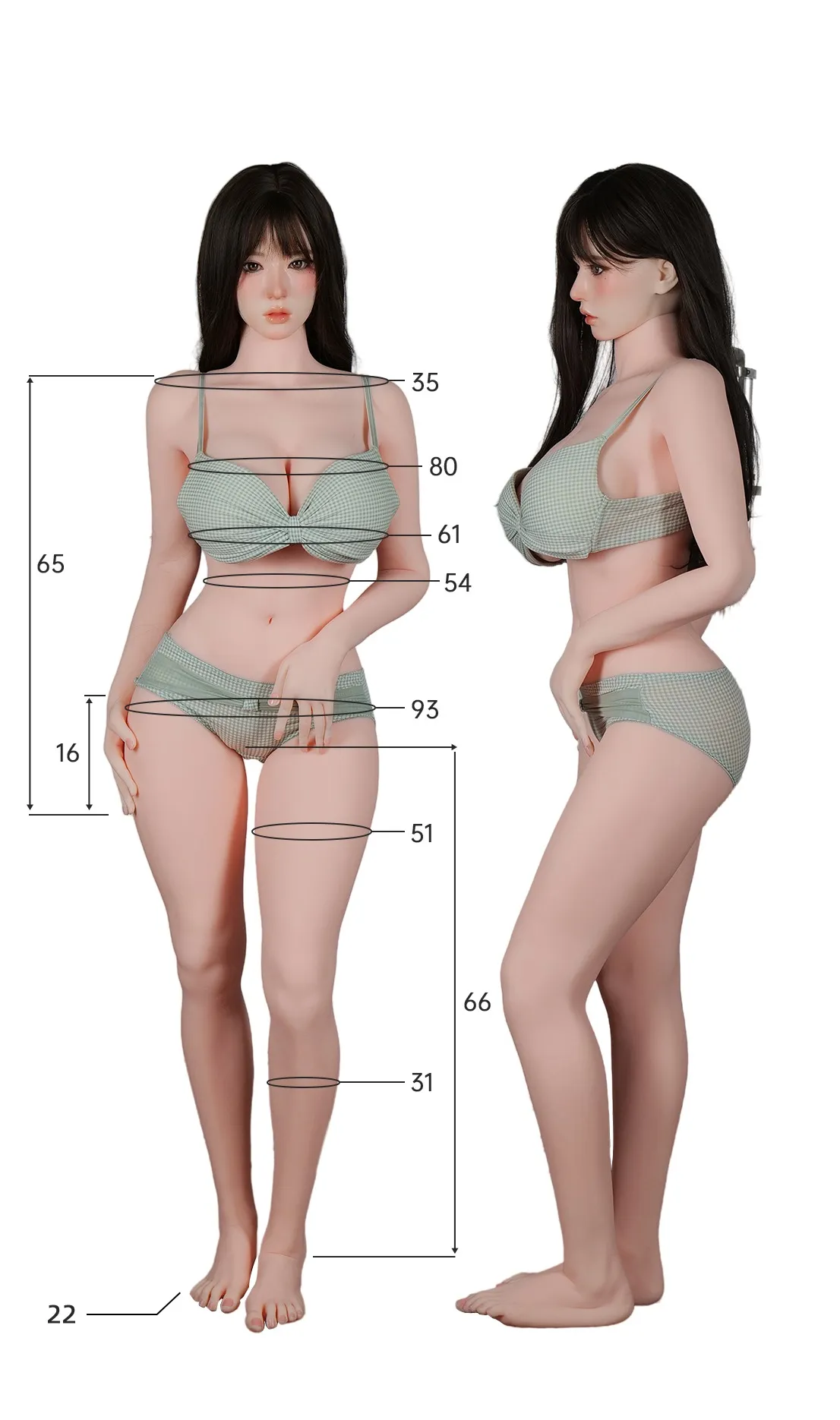 Measurement diagram of the SG159 159cm body