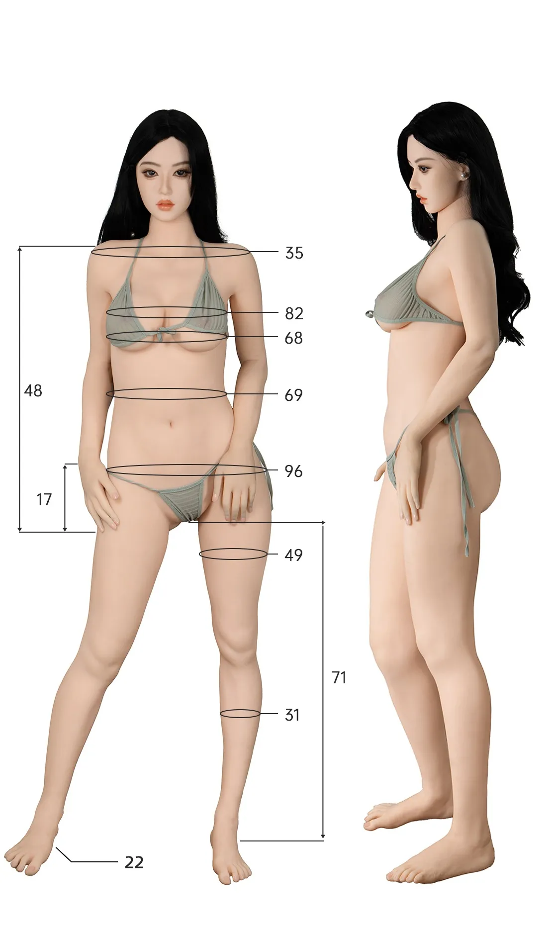 Measurement diagram of the SG163 163cm body